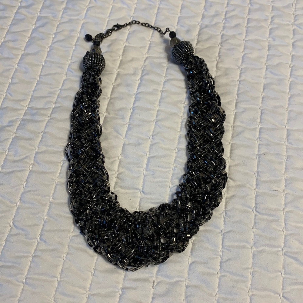 Black beaded collar necklace. EUC